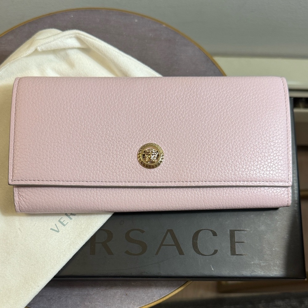 Versace Light Pink Leather Wallet - Picture 2 of 11